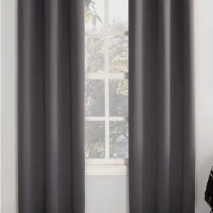 Blackout curtain panel, Silver Grommet, 63” long, 54” wide Gray stripe, Used